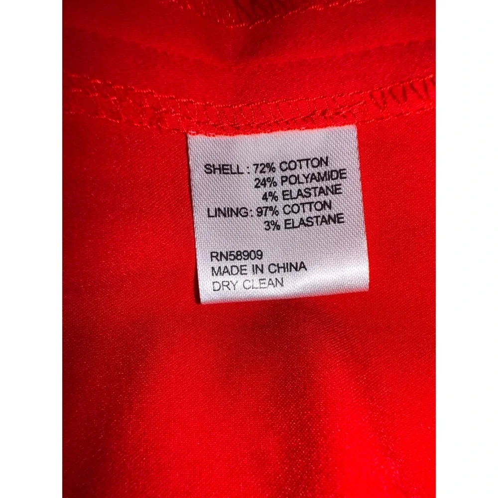 Antonio Melani Taylor Stretch Red Peplum Waist Cotton‎ Sateen Midi Dress Size 12 - Picture 8 of 8